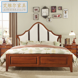 艾维尔家具 美式全实木床深色1.8米双人床复古卧室简约小户型婚床