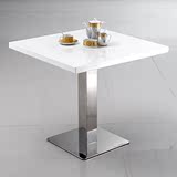 简约现代大理石不锈钢白色餐桌洽谈桌 咖啡桌特价包邮定制