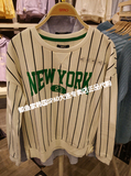SPAO正品代购 16春 女款纽约字母卫衣 竖条纹棒球风 圆领套头T恤