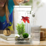 自洁小鱼缸迷你缸办公桌面免换水创意塑料小型金鱼缸水族箱斗鱼缸