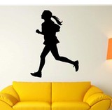 墙壁贴纸贴画健身房活动室创意运动人物贴纸体育人物剪影跑步女孩