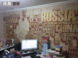 电视背景墙纸咖啡客厅3D立体英文字母办公室壁纸大型壁画世界地图