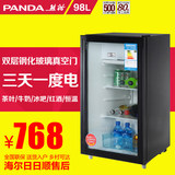 PANDA/熊猫 BC-98升单门小型冰箱家用透明玻璃冰吧酒店冷藏电冰箱
