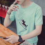 夏季男士韩版半袖衣服夏装青少年潮流短袖T恤纯色学生小清新男装