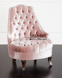 特价美式粉色单人沙发别墅样板房售楼处高背椅设计师咖啡厅沙发