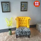 现货出口外贸法式皮艺实木沙发儿童单人公主椅黄色斑马纹沙发