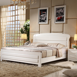 高档白色全实木床1.5米橡木床储物床1.8米高箱床韩式田园床双人床