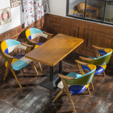美式乡村奶茶店主题茶餐厅咖啡厅西餐厅甜品店拼色皮桌椅套餐组合