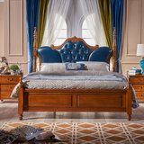 美式全实木床欧式床雕花韩式床婚床1.8米双人床田园风格大床