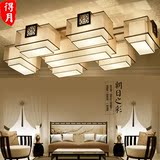 现代新中式吸顶灯长方形客厅灯餐厅卧室布艺温馨灯具书房led灯具