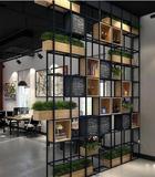 咖啡厅办公室餐厅隔断花架墙展示柜 简约现代铁艺实木书架置物架