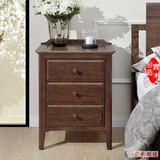 全实木床头柜 简约现代三抽屉柜欧式美式新款环保卧室橡木储物柜