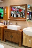 中式橡木仿古浴室柜组合 实木落地台上盆卫浴柜 洗脸洗手盆柜089