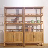 老榆木书架实木现代中式书柜置物架展示架层架仿古茶叶架博古架