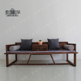 新古典中式实木美人沙发榻现代时尚老榆木三人客厅会所双人罗汉床