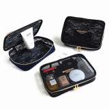 欧美大牌 化妆包 收纳整理手拿包 透明网纹 方型立体 礼盒装 包邮