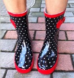 韩国女中筒橡胶平底平跟时尚防滑雨鞋雨靴学生春秋厚底亲子款水靴