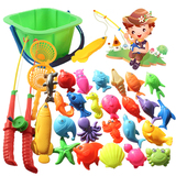 儿童钓鱼玩具磁性戏水宝宝益智钓鱼池套装小猫钓鱼玩具磁铁鱼