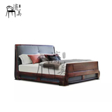 新中式实木床现代中式床简约古典双人床单人床酒店别墅客房床禅意