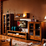 中式实木电视柜现代简约金丝楠木地柜组合酒柜地中海客厅储物家具