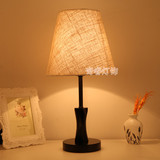 原木创意装饰台灯 卧室床头LED调光灯现代简约温馨布艺灯饰灯具