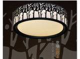 LED主卧室灯温馨圆形吸顶灯书房创意铁艺树枝餐厅灯遥控调光灯具