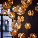 后现代创意圆球餐厅吊灯咖啡展厅装饰卧室灯不锈钢多边形钻石球灯
