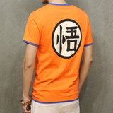 潮男士日系个性七龙珠悟空短袖T恤青少年卡通休闲加肥加大码夏天