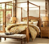美式乡村风格现代简约实木四柱高架床双人床纯实木家具定做特价