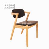 Z型PU坐垫简约皮艺餐椅酒吧洽谈会议座椅 家用咖啡桌实木白橡木椅