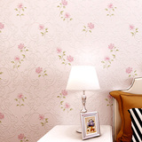 无纺布墙纸韩式紫粉色小花温馨卧室客厅床头背景墙壁纸田园小清新