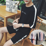 韩国东大门潮牌代购 夏季韩版休闲运动套装短袖T恤男短裤两件套