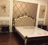 欧式床 双人床实木真皮床 奢华高箱床美式卧室公主床法式婚床现货