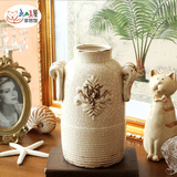 【7折】 欧美式裂纹瓷陶瓷花瓶家居饰品摆件客厅仿真花花瓶
