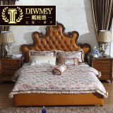 简约美式乡村皮床双人床实木床1.8米雕花复古欧式婚床卧室定制