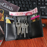 男士多功能真皮钥匙包女式大容量牛皮锁匙包钱包短款搭扣卡包创意