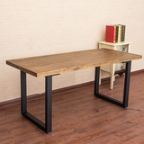 复古实木餐桌电脑桌大长方形办公桌子简约铁艺