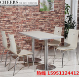 简易肯德基快餐桌椅组合小吃店饭店长方形桌子奶茶咖啡厅现代简约