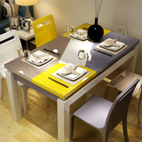 曼罗  现代简约 彩色拼色餐桌椅 组合小户型钢化玻璃钢琴烤漆饭桌