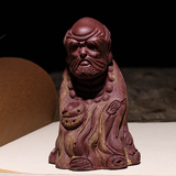 紫砂茶宠达摩坐禅罗汉茶艺摆件树桩老祖精品禅师手工雕塑