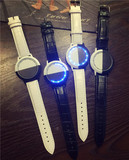 韩国创意 黑白面智能触摸屏LED炫酷灯表简约男女学生情侣手表一对
