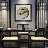 新中式客厅背景墙装饰画禅意花鸟画书房茶室立体实物挂画玄关壁画