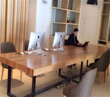 苹果简约电脑桌办公桌实木工作台写字桌总裁桌老板桌铁艺长条桌
