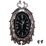 欧式钟表复古孔雀树脂挂钟时尚客厅时钟创意艺术镶钻壁钟静音挂表