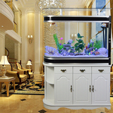 子弹头鱼缸1米1.2米1.5米屏风鞋柜玻璃生态中大型吧台创意水族箱