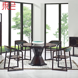 现代新中式圆桌 水曲柳实木餐桌椅组合 客厅样板房会所家具定制