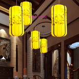 中式手绘国画吊灯布艺长形仿古艺术灯具餐厅茶楼过道工程复古灯笼
