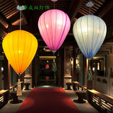 新中式吊灯 古典茶楼餐厅楼梯过道阳台仿古布艺锥形东南亚红灯笼