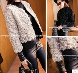 2016春季新款女韩版短款PU皮拼接夹棉加厚长袖羊羔毛外套