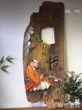 老樟木彩绘风化木板画松山水画实木挂画描绘挂饰原生态装饰画